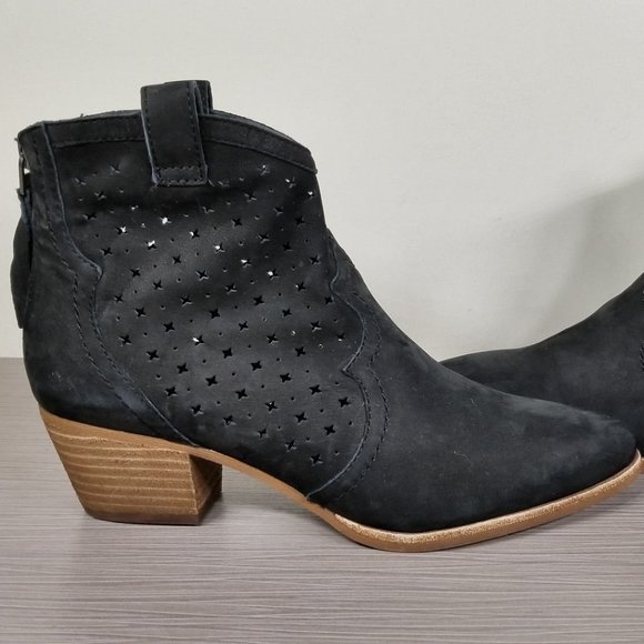 Sam Edelman Reynolds Block Heel Bootie, Black Nubuck, Womens Size 5 - Picture 7 of 9